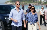 Le prince Harry, duc de Sussex, et son épouse Meghan, à Bondi Beach, à Sydney, le 17 avril 2026 en Australie