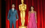 Les acteurs Zazie Beetz et Jack Quaid posent au cours de la cérémonie d'annonce des nominations aux Oscars, le 23 janvier 2024 à Beverly Hills, Californie