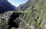 Route de Cilaos fermée vue du ciel