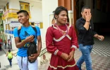 Jessica (au centre), transgenre réfugiée à Santuario en Colombie, le 10 mai 2019