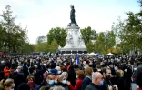Manifestation place de la République à Paris en hommage à l'enseignant assassiné, le 18 octobre 2020