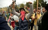 Manifestants à Quito le 8 octobre 2019, à la veille d'une grande manifestation contre la hausse de sprix du carburant décidée par le gouvernement