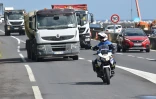 Contrôle de poids lourds Police sur la route du littoral