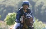 Le cavalier français Karim Laghouag sur Triton Fontaine lors du cross, au Château de Versailles, le 28 juillet 2024