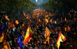 Manifestation pour l'unité de l'Espagne à Barcelone, le 29 octobre 2017, deux jours après la déclaration unilatérale d'indépendance du Parlement régional de Catalogne
