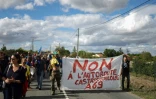 Des opposants au projet d'autoroute A69 entre Toulouse et Castres sont rassemblés le 21 octobre 2023 à Saïx, près de Castres