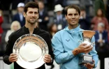 Le Serbe Novak Djokovic, finaliste, et l'Espagnol Rafael Nadal, vainqueur du tournoi de Rome, le 19 mai 2019