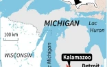 Carte localisant Kalamazoo (Michigan), où un homme soupçonné d'avoir abattu 6 personnes a été arrêté