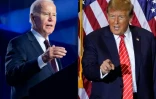 Photomontage créé le 8 février 2024 et montrant Joe Biden à Las Vegas le 4 février 2024 et Donald Trump à Concord, dans le New Hampshire, le 19 janvier 2024