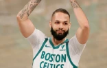 Le Français Evan Fournier, des Boston Celtics, lors d'un match de NBA contre les Brooklyn Nets, à New York, le 23 avril 2021