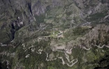 Route de Cilaos fermée vue du ciel