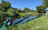 expérimentation de barrage flottants à l'hermitage 