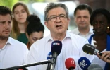Jean-Luc Mélenchon, leader de LFI et de la gauche unie Nupes, lors d'une conférence de presse avant le deuxième tour des législatives, le 17 juin 2022 à Paris