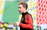 Le milieu de terrain belge Kevin De Bruyne à l'entraînement, à la veille de l'entrée de la Belgique dans l'Euro-2024 face à la Slovaquie, le 16 juin 2024 à Ludwigsburg