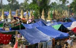 Un camp pour personnes déplacées dans un temple de la province de Siem Reap, au Cambodge, le 11 décembre 2025