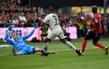 Kylian Mbappé auteur d'un doublé pour le PSG lors de la victoire 3-1 à Guingamp en 2e journée de L1 le 18 août 2018