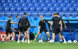 Les Croates lors d'une séance d'entraînement à Rostov, le 25 juin 2018, en vue du match contre l'Islande