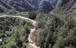 Route de Cilaos fermée vue du ciel