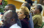 L'ancienne élue et ministre Lucette Michaux-Chevry participe le 02 décembre 2003 à Baie-Mahault à un meeting avant le référendum du 07 décembre 2003 sur l'émancipation de la Guadeloupe
