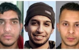 Un montage photos fait le 18 novembre 2015 d'Abdelhamid Abaaoud (C), commanditaire présumé, de Bilal Hadfi (D), de Samy Aminour (G), de Salah Abdeslam (2ème D), et d'un homme non-identifié (2ème G)