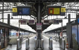 Des quais vides à la gare de l'Est, le 4 avril 2018  à Paris au deuxième jour de grève contre la réforme de la SNCF