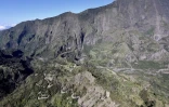 Route de Cilaos fermée vue du ciel