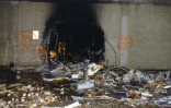 Photo publiée par le FBI le 31 mars 2017 de l\'attentat du 11 septembre 2001 contre le Pentagone sur laquelle on voit des débris du vol 77 d\'American Airlines