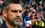 L'entraîneur de Guingamp Jocelyn Gourvennec lors du match nul 1-1 à Rennes qui l'envoie en L2 le 12 mai 2019