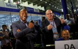 Mmusi Maimane, chef de l'Alliance démocratique, principal parti d'opposition, réagit aux résultats des élections générales, le 9 mai 2019 à Pretorian, en Afrique du Sud