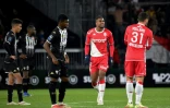 La joie de l'attaquant néerlandais de Monaco, Myron Boadu, après avoir ouvert le score sur la pelouse d'Angers, lors de l6e journée de Ligue 1, le 1er décembre 2021 au stade Raymond-Kopa