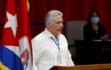 Photo de l'Agence cubaine de presse (ACN) du président cubain Miguel Diaz-Canel, à La Havane le 18 avril 2021