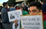 Des manifestants contre le pouvoir brandissent les messages sarcastiques en anglais "J'aime la manière dont tu mens" et "Je ne sais pas si c'est l'Algérie ou Bollywood", le 12 mars 2019 à Alger
