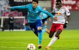Hiroki Sakai, sous le maillot de Marseille, en déplacement chez le le RB Leipzig en Europa League, le 5 avril 2018