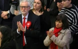 Le leader travailliste Jeremy Corbyn et son épouse Laura Alvarez attendent le résultat des élections britanniques, le 13 décembre 2019 à Londres