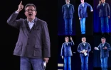 Montage de photos créé le 18 avril 2017 de Jean-Luc Mélenchon et de ses hologrammes
