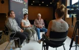 Les anciens membres de l'ETA Carlos Saez de Egilaz, Oihana Garmendia et Antton Lopez Ruiz à San Sebastian, le 6 septembre 2018