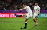 L'ouvreur anglais Owen Farrell contre l'Australie en quart de finale de la Coupe du monde, le 19 octobre 2019 Ă Oita (Japon)