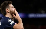 L'attaquant géorgien du Paris Saint-Germain Khvicha Kvaratskhelia après son but contre l'Atalanta Bergame, en Ligue des champions au Parc des Princes le 17 septembre 2025 