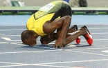 Usain Bolt après son nouveau sacre sur 200m, à Rio le 18 août 2016
