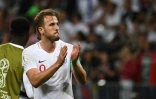 L'attaquant et capitaine de l'Angleterre Harry Kane à la fin de la demi-finale contre la Croatie, le 11 juillet 2018 à Moscou