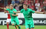 La joie de Robert Beric après avoir égalisé pour les Verts à Mayence en Europa League, le 15 septembre 2016