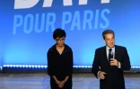 L'ancien président Nicolas Sarkozy et Rachida Dati, lors d'un meeting de campagne, le 9 mars 2020 à Paris