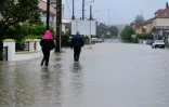 Une rue inondée à Boulay-Moselle, dans le département de la Moselle, le 17 mai 2024