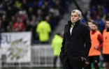 L'entraîneur de Lyon Bruno Genesio lors de la défaite à domicile face à Rennes 3-2 en demi-finale de la Coupe de France le 2 avril 2019
