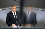 Le président roumain Klaus Iohannis, lors d'un discours à Berlin, le 17 novembre 2024