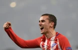 L'attaquant français de l'Atletico Madrid Antoine Griezmann exulte après la victoire 3-0 contre Marseille en finale de l'Europa League, le 16 mai 2018 à Lyon