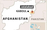 Localisation de Jalalabad (Afghanistan) où plusieurs personnes, dont des membres de la minorité sikhe, ont été tuées dans un attentat contre un marché dimanche