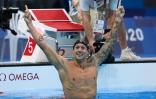 L'Américain Caeleb Dressel, sacré sur 100 m nage libre, le 29 juillet 2021 aux JO de Tokyo