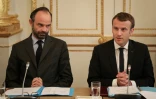 Le président Emmanuel Macron et le Premier ministre Edouard Philippe lors d'une réunion avec des élus calédoniens, le 30 octobre 2017 à l'Elysée, à Paris