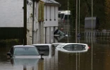 Inondations à Nantgarw après le passage de la tempête Dennis, le 16 février 2020 au Royaume-Uni